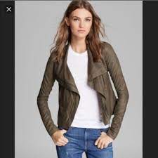 Vince Leather Scuba Jacket In Olive Green Asymmetrical Leather Jacket Jackets Leather Jacket