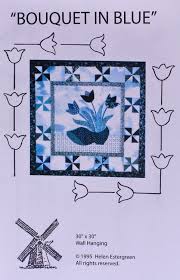 0.50 m / 3/8 yd white pure linen fabric trace flower basket ontissue paper with transfer pen and iron onto center of linen following manufacturer's instructions. 30 X 30 Quilt Pattern Bouquet In Blue Dutch Shoe Shoes Flowers Floral Pinwheel Wall Hanging Quilting Holland Netherlands Sold By The Pattern M204 02