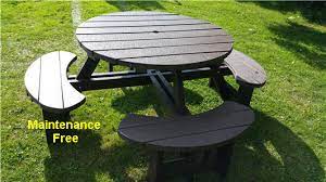 This example is on floating supports on their rooftop terrace, another popular bench option has full boxed sides and can also be used. Recycled Plastic Composite Picnic Table Bench Excalibur Round 8 Seat