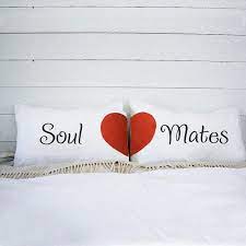 Soul Mates Couples Pillow Cases His And Hers Pillow Cotton Anniversary Wedding Gift Engagement Bridal Shower Gift For Boyfriend Girlfriend Couple Pillow Couple Pillowcase Diy Crafts For Bedroom