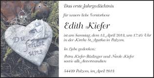 Traueranzeigen von Edith Kiefer