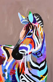 Colorful Zebra Acryl Lak Op Doek Afmeting 80x120 Zebra Art Animal Art Zebra Painting