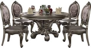 Acme furniture began business in los angeles, california in 1985. Silver Pu Antique Platinum Dining Table Set 5pc Acme Furniture 66840 Versailles Versailles 66840 Set 5