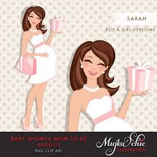 Brunette Pregnant Mom Clipart For Baby Shower And Party Etsy Pregnant Mom Mom Clipart Baby Shower Gift Bags