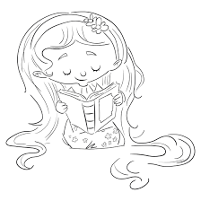 Click the beautiful hair coloring pages to view printable version or color it online (compatible with ipad and android tablets). Girl With Long Hair Sitting On The Floor Reading A Book Coloring Page Illustrations From Dibustock Children S Stories Illustration Experts