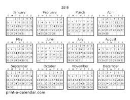2019 Yearly Calendar One Page Calendar Printable Yearly Calendar Printable Calendar Template Calendar Printables