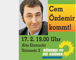 Cem Özdemir und Daniel Köbler am 17. Februar in Kaiserslautern: Die  Bundesprominenz von BÜNDNIS 90/DIE GRÜNEN kommt nach...