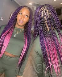 Black And Purple Knotless Braids Victoriehairpage On Instagram Small Knotless Braids Click Link In Bio For Pricing And Weave Hairstyles Braided Medium Hair Braids Black Women Hairstyles