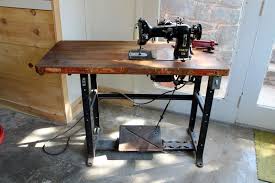 A Sewing Life Pfaff 130 In An Industrial Table Vintage Industrial Furniture Industrial Furniture Wood Eclectic Furniture