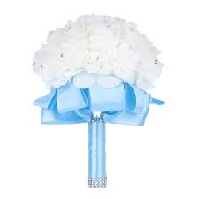 Flowers, petals & garlands └ wedding supplies └ home, furniture & diy all categories antiques art baby books, comics & magazines business. Wedding Bouquet Febou Big Size Bridesmaid Bouquet Bridal Bouquet With Crystals Soft Ribbons Artificial Rose Flowers For Wedding Party And Church Baby Blue Big Size Artificial Flowers Amazon Com Au