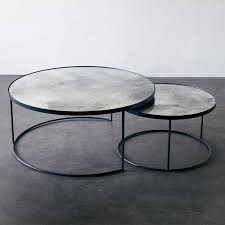 Ethnicraft wooden tv stand with doors and drawers, different finishes available. Aged Mirror Nesting Coffee Table Set Lekker Home