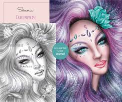 Sirenia Mermaid Grayscale Coloring Page by Bianca State. JPG Light Gray,  Darker Gray, Sepia, Blue. Mermay Coloring 2021