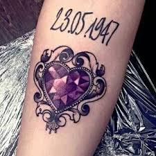 Beautiful Tattoo Crystal Heart Pendant Vintage Date Memorial Tattoo Gem Tattoo Crystal Tattoo Jewel Tattoo