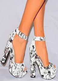 Beautiful Black And White High Heels Ladies White High Heals With Black Flower Style Provestyles Heels Trendy Shoes Diy Shoes