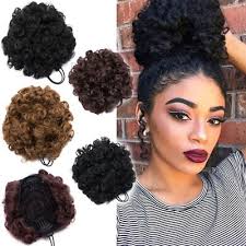 Part the hair into three thereby making a lower pony by using the hair from middle portion. Afro Ponytail Puff Drawstring Wrap Natural Curly Hair Bun Updo Chignon Extneions Ebay
