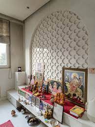 A stunning marble pooja unit made entirely of white marble. 35 Serene Puja Room Designs