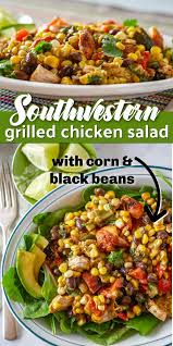This Southwestern Grilled Chicken Salad Is A Tasty Mix Of Chicken Black Beans Corn Red Pepper A Grilled Chicken Salad Yummy Salad Recipes Easy Salad Recipes
