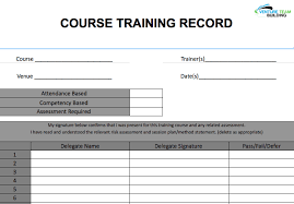 Free Course Training Record Template In Ms Excel