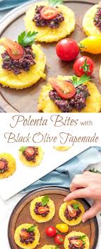 Crispy Polenta Bites Topped With Rich And Flavourful Black Olive Tapenade Create Delicious And Easy Party Appeti Tapenade Easy Appetizer Recipes Olive Tapenade