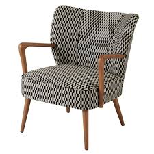 Vintage Sessel Mit Schwarzen Und Weissen Grafischen Motiven Meyer Maisons Du Monde In 2020 Vintage Fauteuil Fauteuil Zwart En Wit