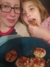 Homemade pepperoni pizza bagel for lunch