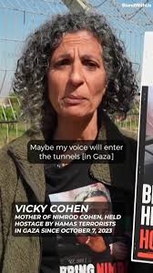 Vicky Cohen, mother of Nimrod Cohen—who has been held hostage by Hamas  terrorists in Gaza for more than 550 days—shares a message to her son from  the Gaza border in southern Israel. 💔🎗️