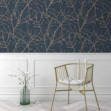 Papier peint vinyle sur intissé gaby diam bleu et or. Papier Peint Bleu Or Leroy Merlin