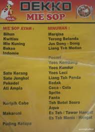 Check spelling or type a new query. Selalu Diperbarui Menu Dekko Mie Sop Muara Karang