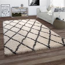 Moderne heimtextilien für ein gemütlisches zuhause. Hochflor Teppich Wohnzimmer Shaggy Skandi Rauten Muster Weich Flauschig In Creme Kaufen Bei Diva Teppich Center