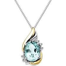 Brilliance Fine Jewelry Brilliance Fine Jewelry Aquamarine And Diamond Accent Birthstone Pendant Necklace In Sterling Silver With 10kt Yellow Gold 18 Walm Birthstone Pendant Sterling Silver Pendants Diamond Accent Pendant