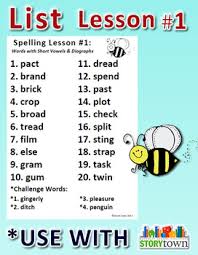 Storytown Grade 4 Unique Spelling Quizzes W Answers Lesson 1 Free