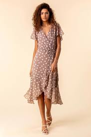 Measure your waist at the thinnest place. Frilled Hem Spot Print Dress In Taupe Roman Originals Uk