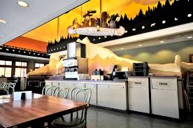 With its large stone fireplace adorned with an original painting of the geyser basin, the old faithful inn's dining room, seats 300 and offers a kids' menu at all meals. Geyser Grill Dining Options At Old Faithful Snow Lodge