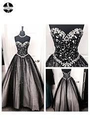 Black And White Long Gown With Sleeves Black White Tulle Long Ball Gown Prom Dress Sweetheart Beaded Bodice Quinceanera Dresses Pfp0433 In 2020 Black White Prom Dresses Black Prom Dresses