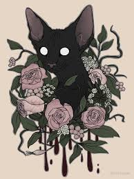 Dark Floral Feline Relaxed Fit T Shirt By Goldmouse Cat Art Illustration Art Illustration Art