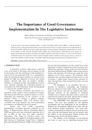 Pdf The Importance Of Good Governance Implementation In The Legislative Institutions