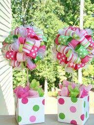 Ribbon Topiary Video Tutorial Centerpiece Ribbon Topiary Party Decorations Crafts