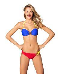 Supergirl Bikini Bandeau Top & Side Ring Cinched Low Bikini SM4875 Superman  DC | eBay
