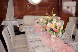 We hope you enjoy our growing collection of hd images. Beautiful Wedding Table With Flower Decoration In Pastel Peach Stock Photo Picture And Royalty Free Image Image 68477115