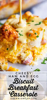 Cheesy Ham And Egg Breakfast Casserole With Biscuits From The Food Charlatan This Cro Breakfast Recipes Casserole Cheesy Ham Breakfast Casserole With Biscuits
