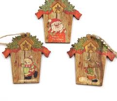 9pcs Creative Wooden Pendants Christmas Tree Ornaments Diy Wood Crafts Toyzor