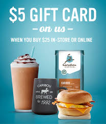 Save on caribou coffee gift cards. Caribou Coffee Gift Card Promotion Get 5 Bonus W 25 Purchase
