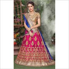 The bride totally rocks her bright pink choli with her blue lehenga. Pink Blue Mix Ladies Designer Lehenga Choli At Price Range 700 00 7000 00 Inr Piece In Surat Id C5420114