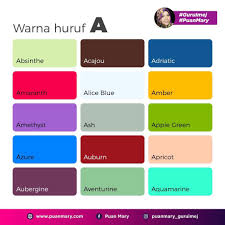 Check spelling or type a new query. Oh My Perak Nama Warna Berdasarkan Huruf A Hingga Z Facebook