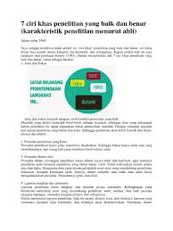 Penelitian harus mempunyai tujuan yang jelas. 7 Ciri Khas Penelitian Yang Baik Dan Benar Pdf