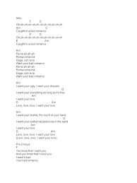 Bad Romance Ukulele Chords Singles American Pop Songs