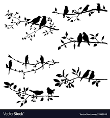 Bird On Branch Silhouette Tattoo Set Of Birds At Tree Branches Silhouettes Vector Image On Vectorstock Tree Branch Tattoo Tree Silhouette Little Bird Tattoos