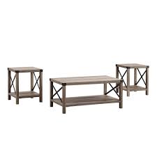 Both side tables and end tables are versatile in design and the right piece can easily blend in with your home's decor. 3 Piece Rustic Wood Metal Accent Table Set Grey Wash By Walker Edison