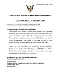 86m pejabat pendidikan daerah kuching 116m bilik mesyuarat tingkat bawah, jkns 118m pejabat pelajaran gabungan kuching 131m muzium kucing sarawak. Jabatan Penerangan Malaysia Sarawak Twitterren Jawatankuasa Pengurusan Bencana Negeri Sarawak Kenyataan Media 26 Februari 2021 Penangguhan Pembukaan Sesi Persekolahan Di Daerah Kuching Samarahan Julau Meradong Sibu Kapit Bintulu Subis Dan