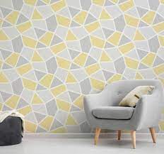 Crown Luxury Textured Vinyl Geometric Wallpaper Yellow Grey Living Room 5010213015505 Eb Grey Metallic Wallpaper Geometric Wallpaper Geometric Wallpaper Home